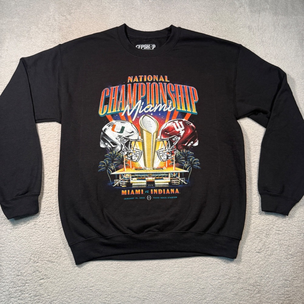 CFPSHOP National Championship Sweatshirt M Black Miami vs Indiana Hoosiers IU
